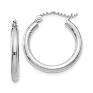 2.5mm, 14k White Gold Classic Round Hoop Earrings, 20mm (3/4 Inch)